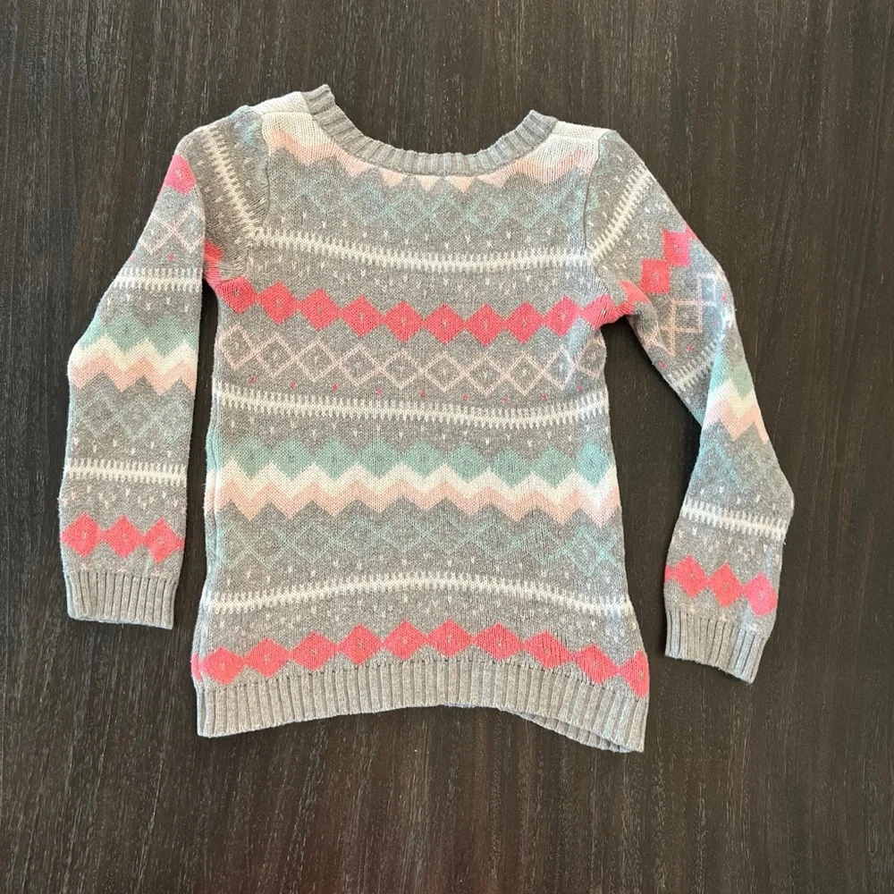 Carter's Girls Grey With Pattern Knit Sweater 5